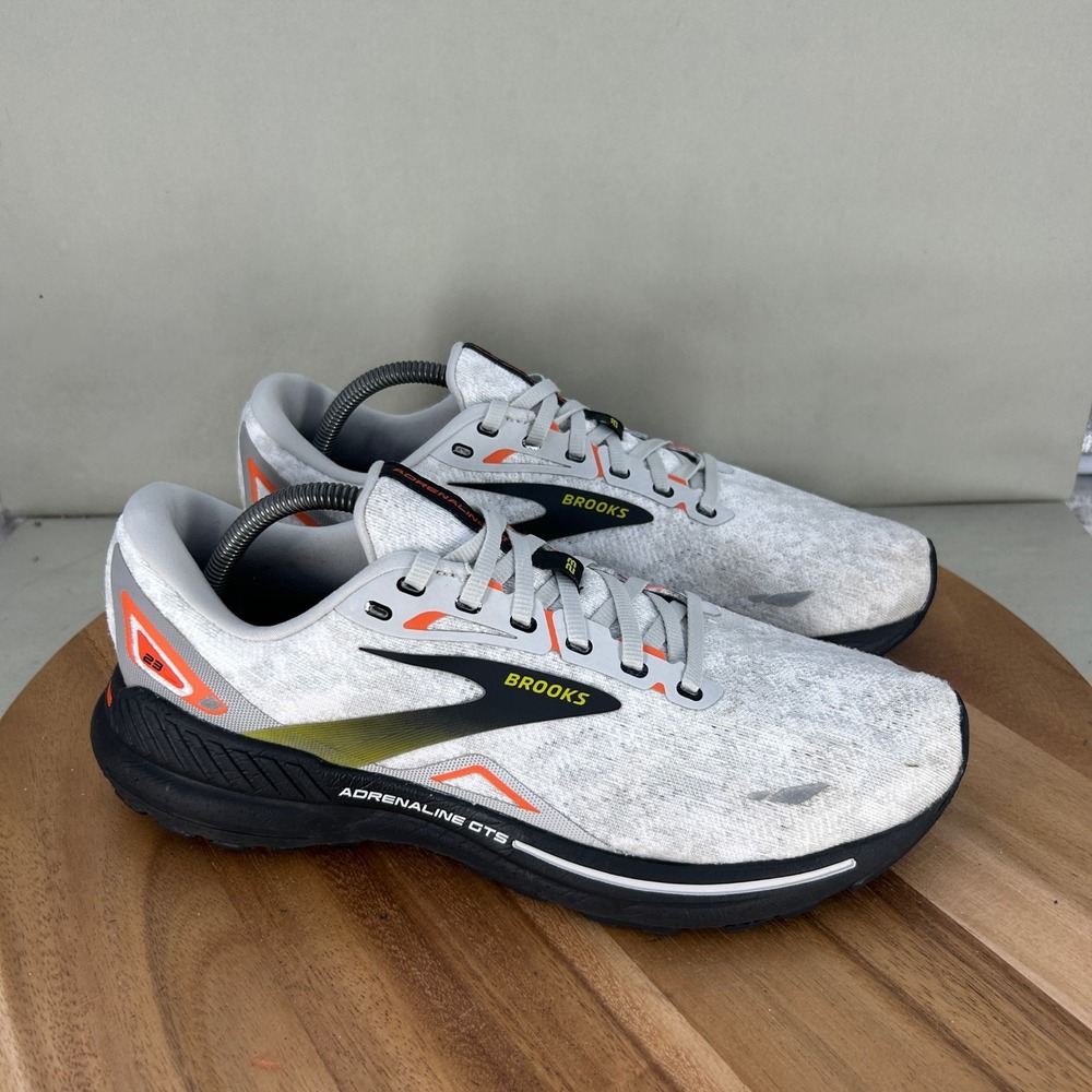 Brooks Adrenaline GTS 23 Mens 10.5 Running Shoes Grey Orange 1103911D017